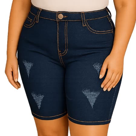 Plus Size Bermuda Jeans Cintura Alta — vista 5