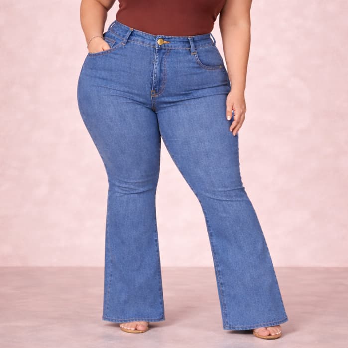 Calça Jeans Flare Plus Size — vista 6