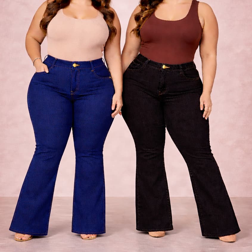 Calça Jeans Flare Plus Size — vista 9