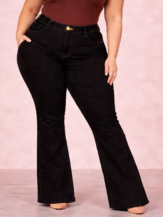 Calça Jeans Flare Plus Size — vista 4