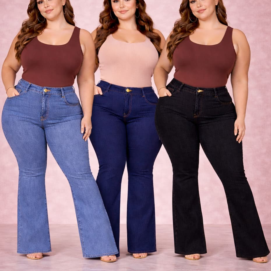 Calça Jeans Flare Plus Size — vista 11
