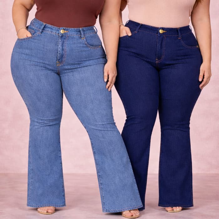 Calça Jeans Flare Plus Size — vista 8